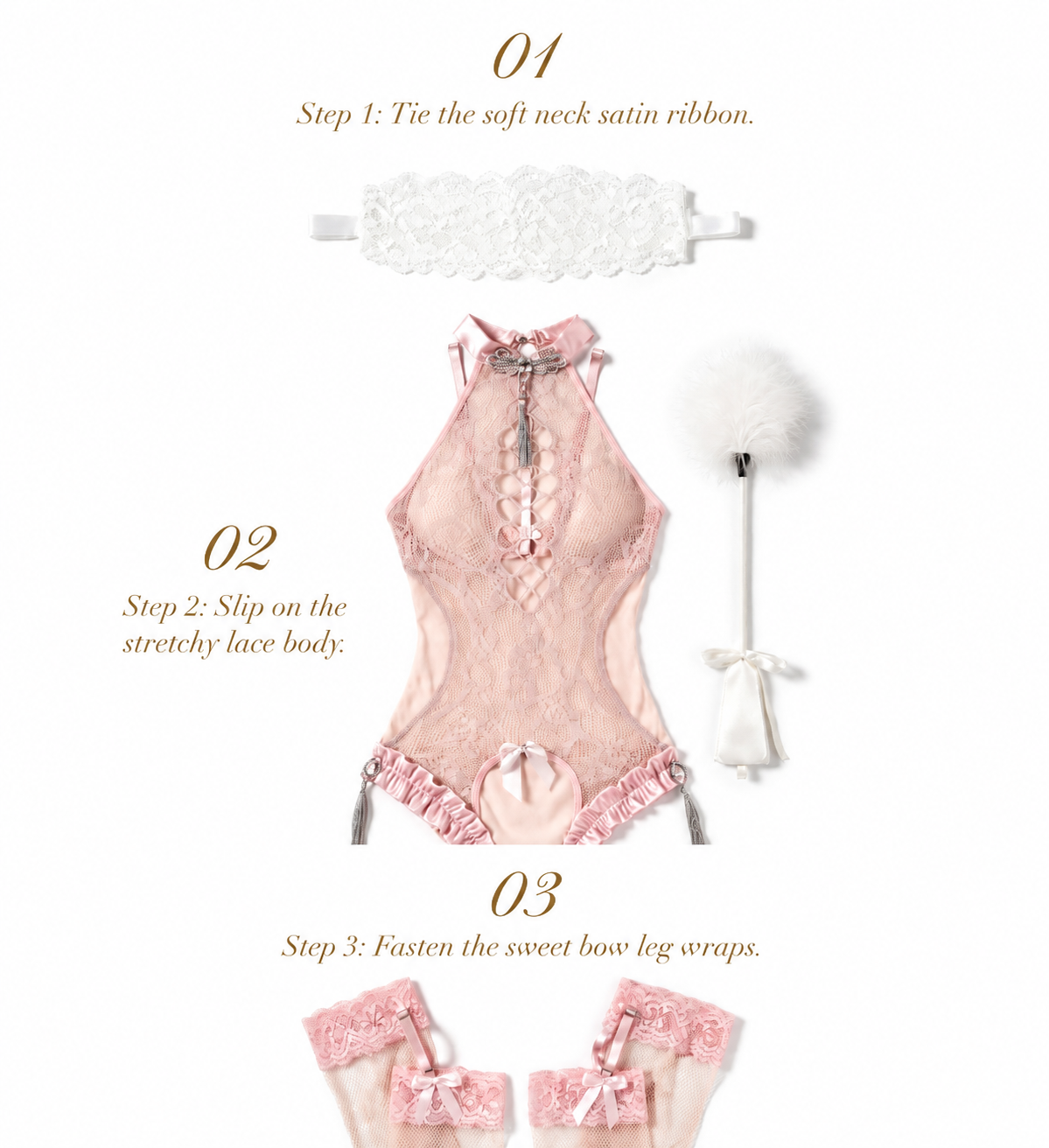 Blush Mesh Ruffle Bodystocking Set - Detail image 6