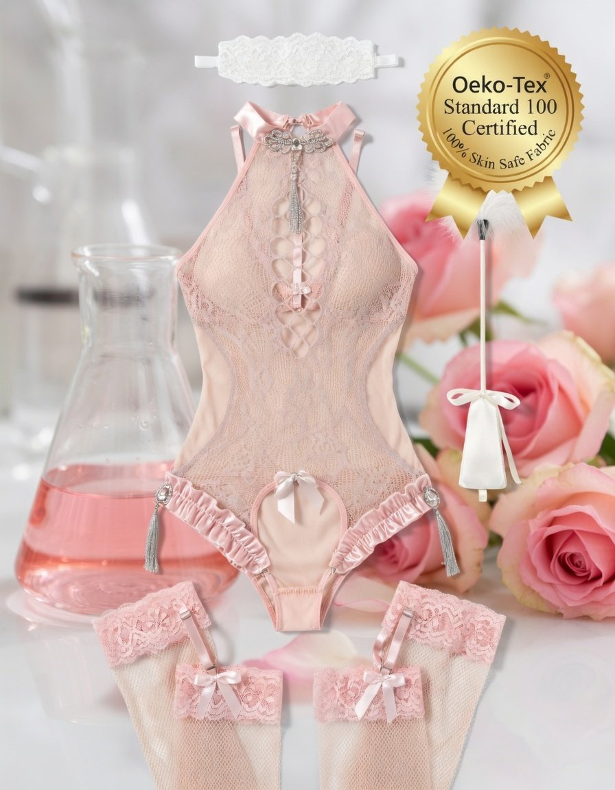 Blush Mesh Ruffle Bodystocking Set - Detail image 7