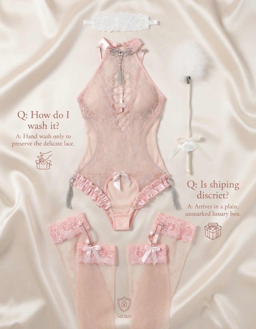 Blush Mesh Ruffle Bodystocking Set - Detail image 9