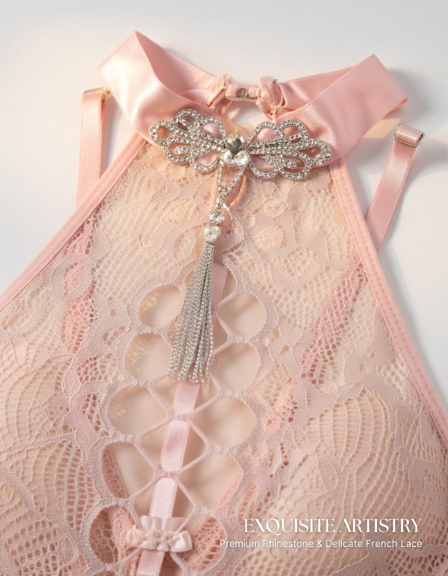 Blush Mesh Ruffle Bodystocking Set - Main image 3