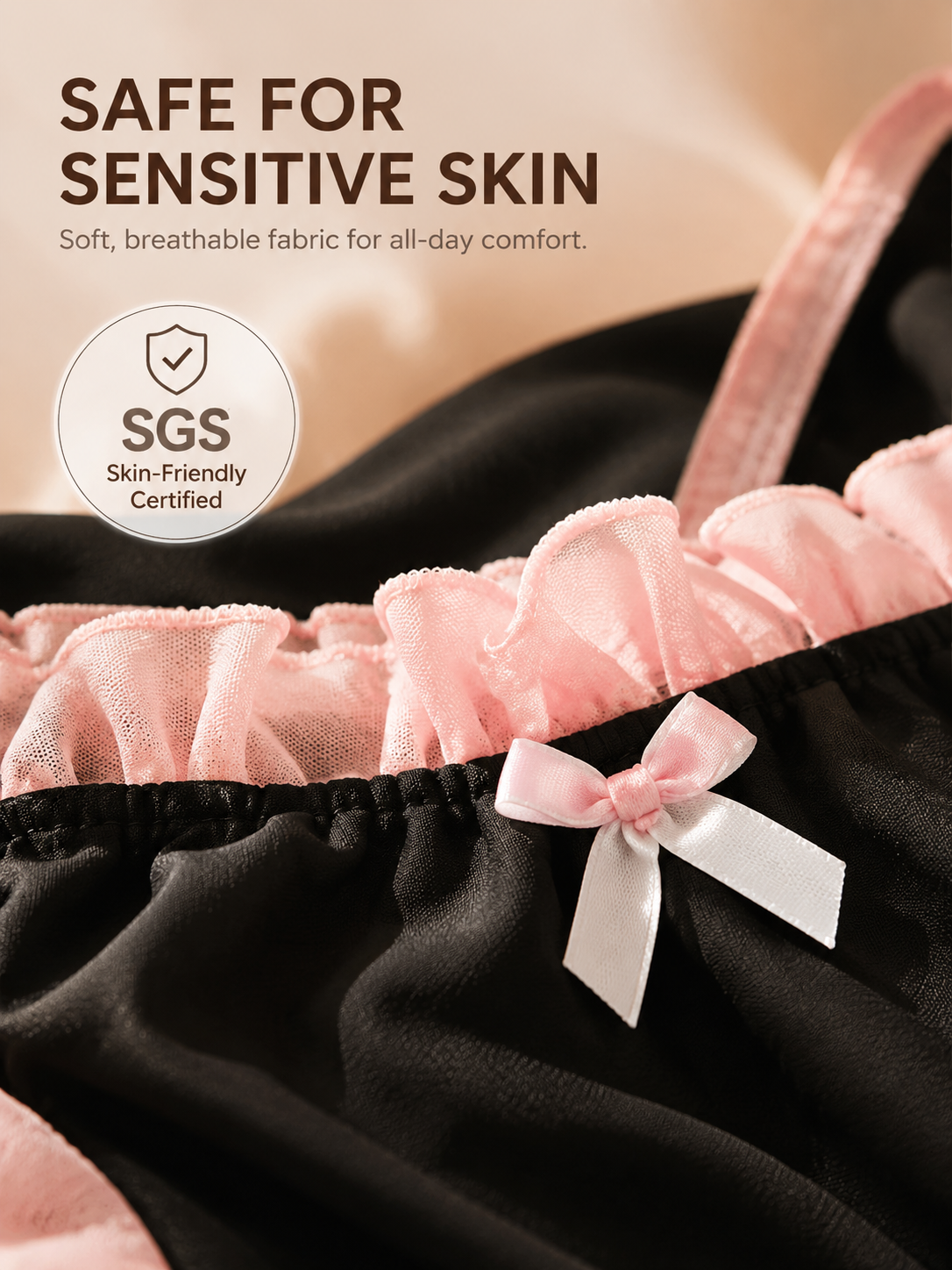 Blush-Trim Satin Maid Costume - Detail image 7