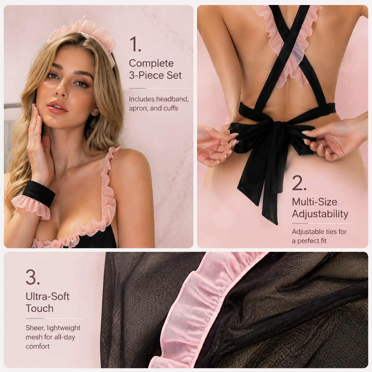 Blush-Trim Satin Maid Costume - Main image 7