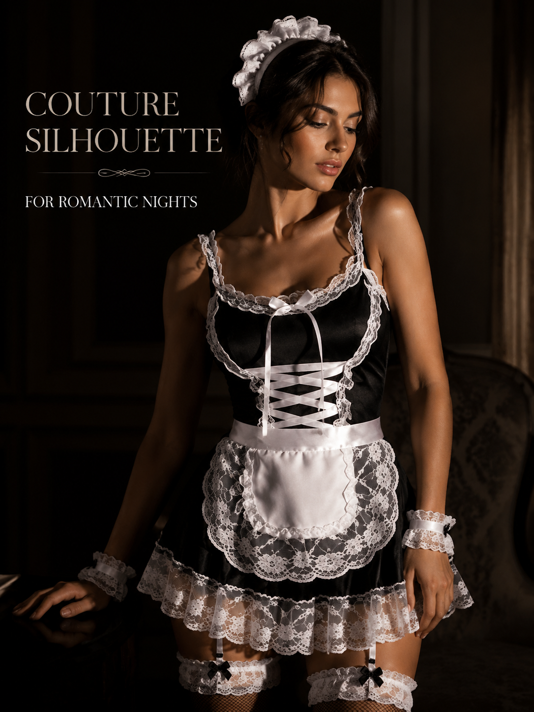 Classic Black Lace Maid Costume - Detail image 8