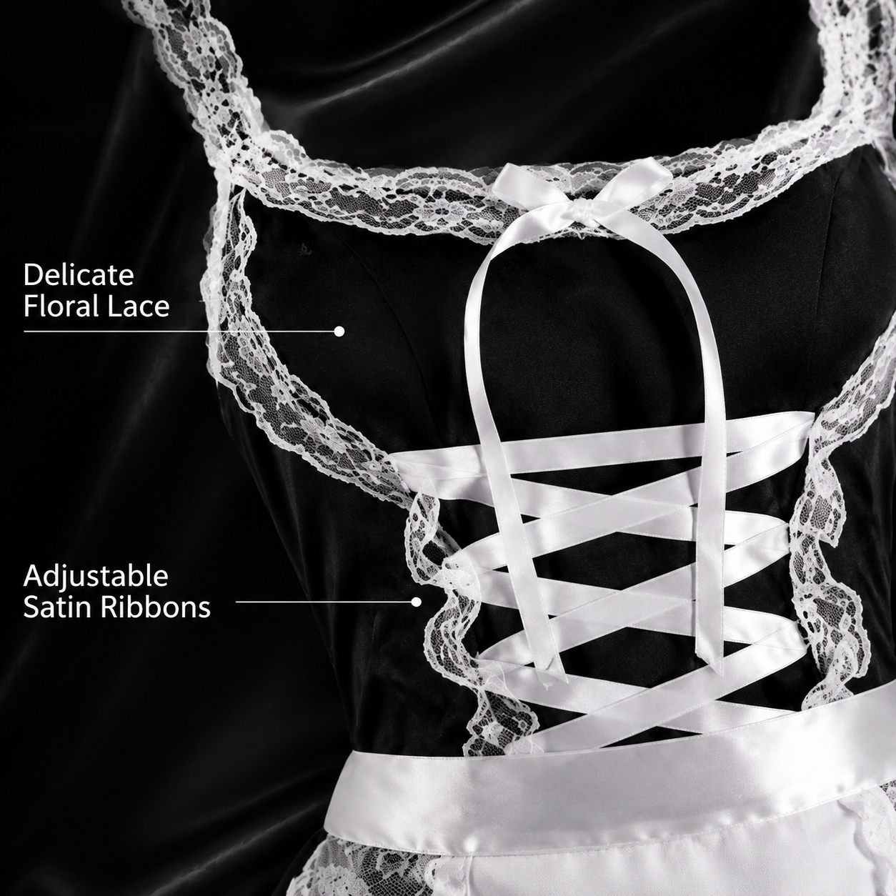 Classic Black Lace Maid Costume - Main image 3
