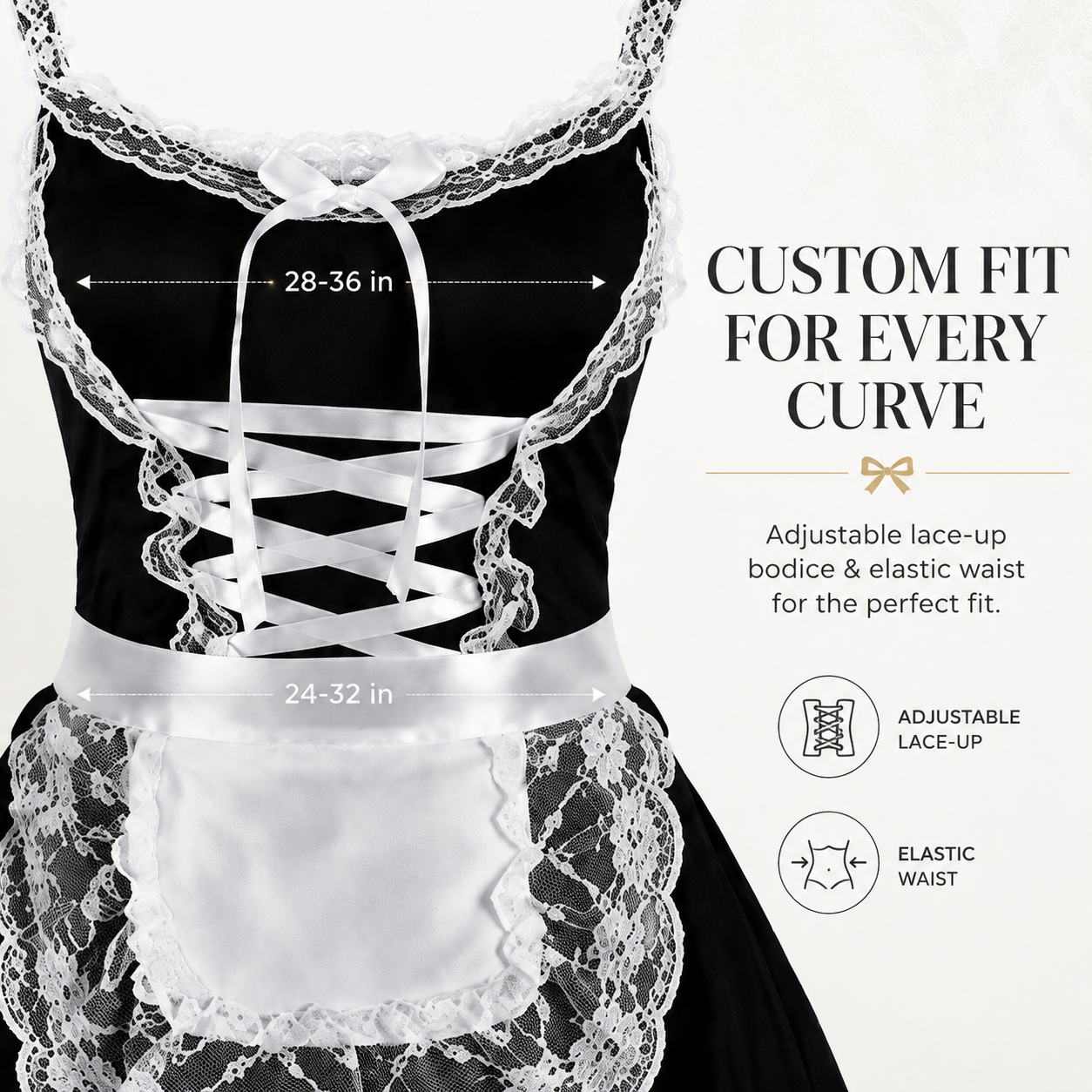 Classic Black Lace Maid Costume - Main image 5