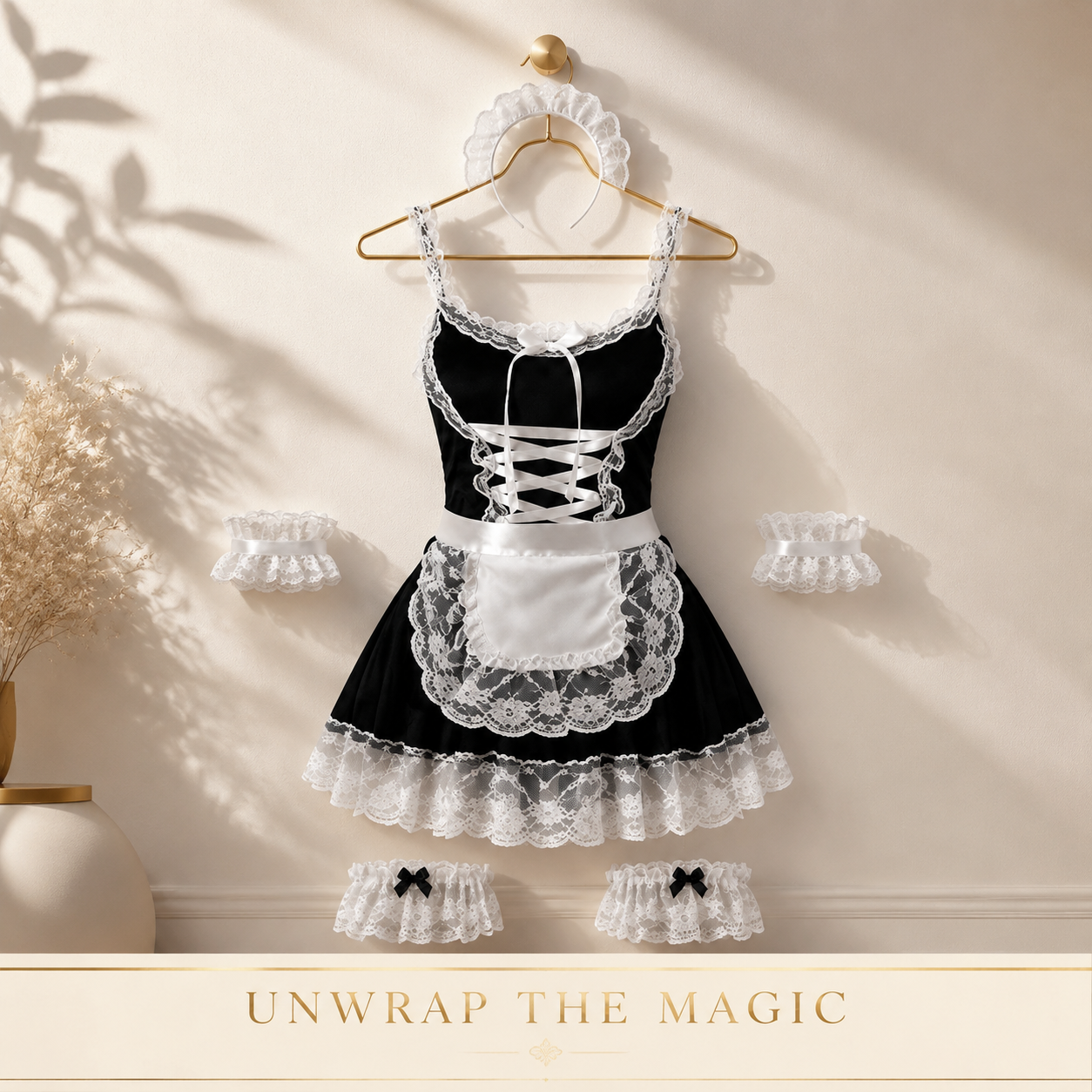 Classic Black Lace Maid Costume - Main image 8
