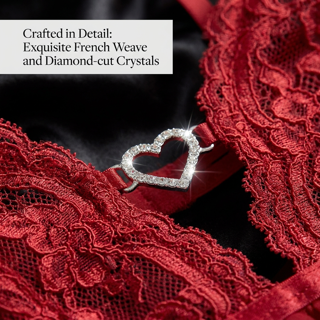 Crimson Lace Corset Babydoll Set - Detail image 4