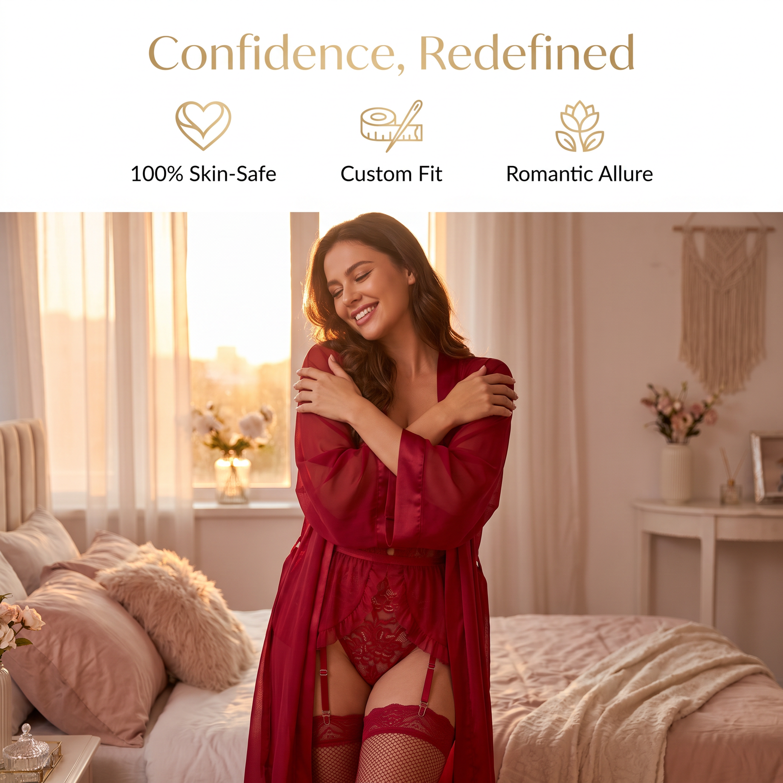 Crimson Lace Corset Babydoll Set - Detail image 10