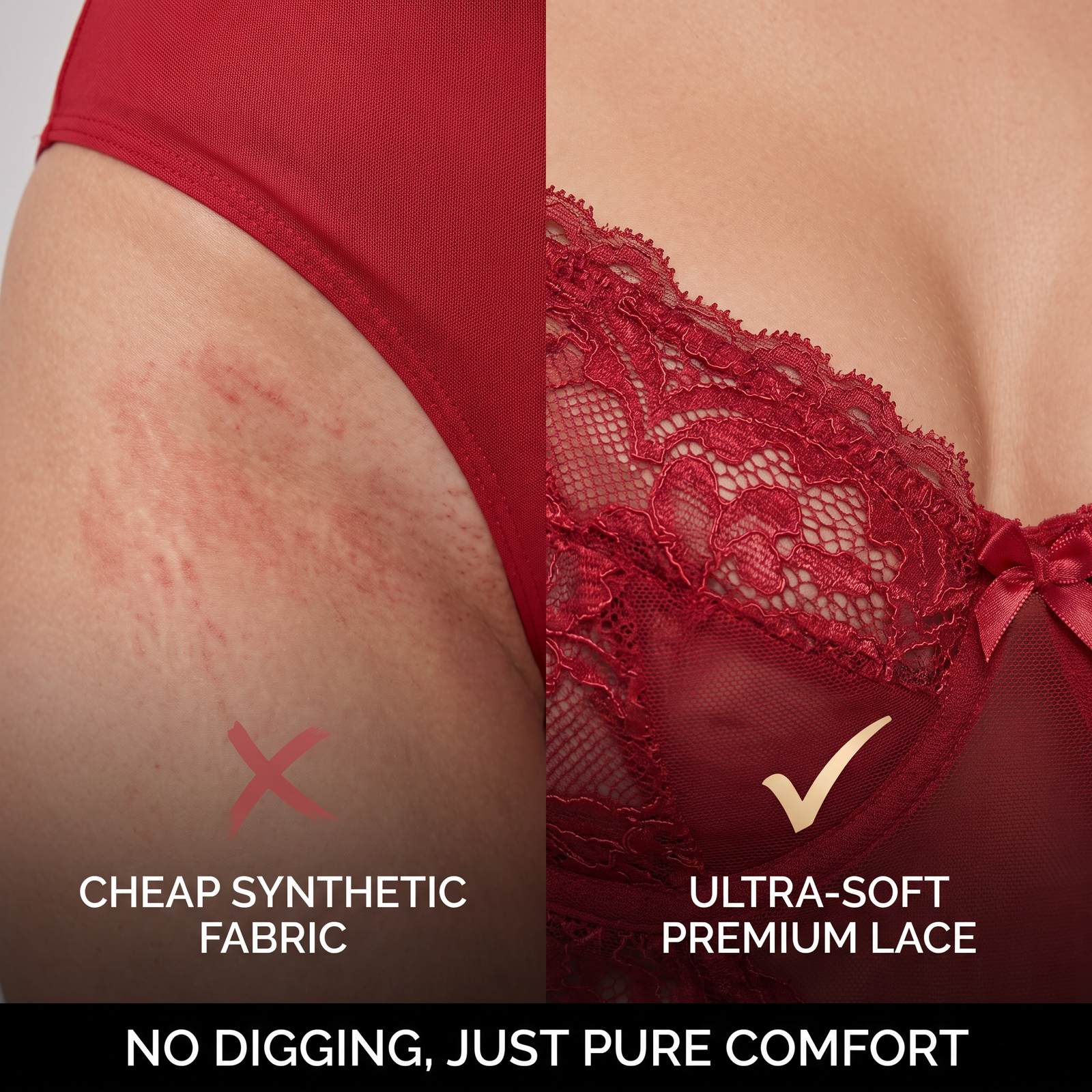 Crimson Lace Corset Babydoll Set - Main image 2