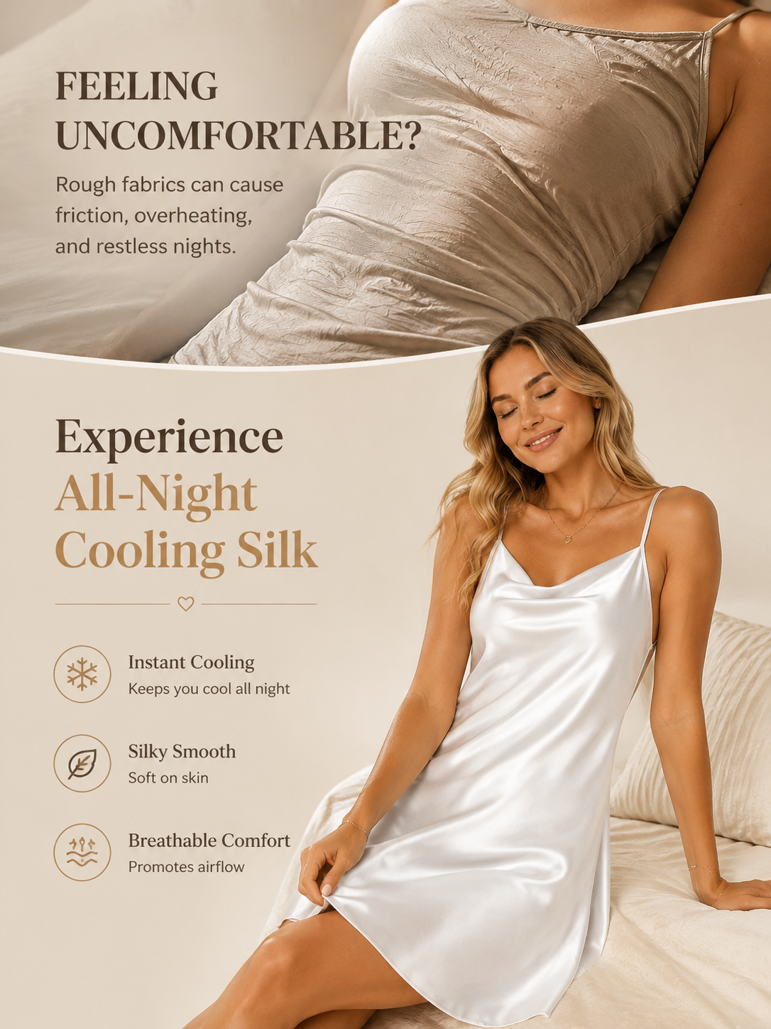 Ivory Lace-Back Satin Slip Nightdress - Detail image 2