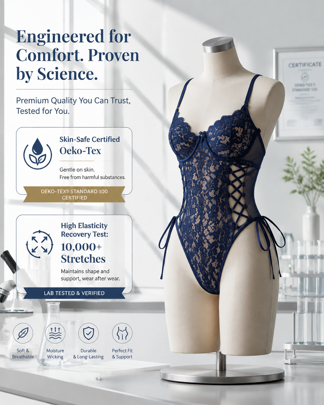 Midnight Allure Deep V Sheer Bodysuit - Detail image 6