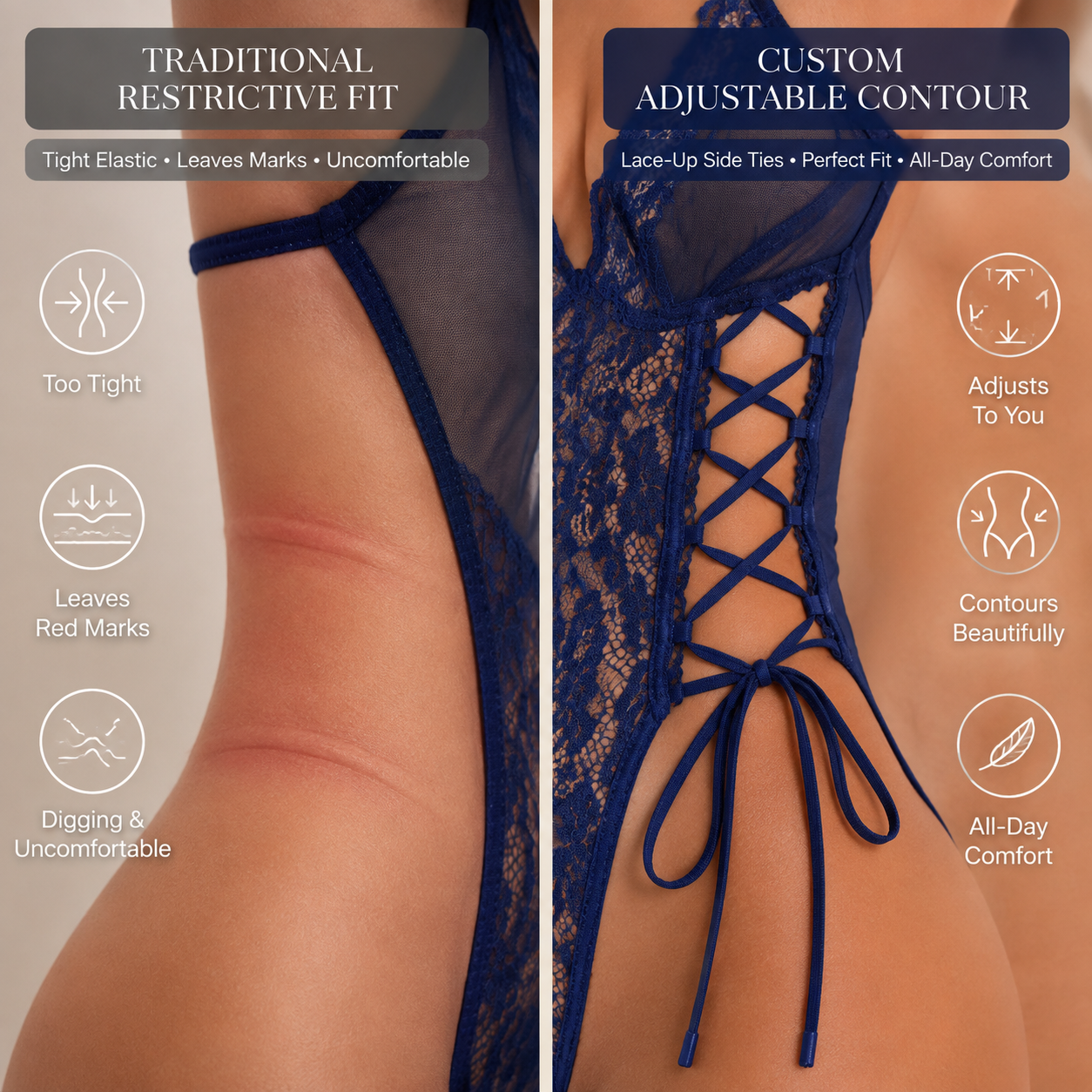 Midnight Allure Deep V Sheer Bodysuit - Main image 2