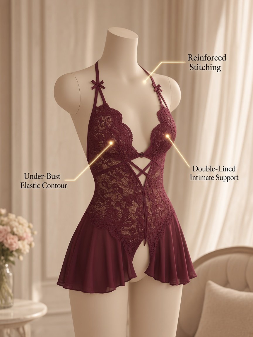Midnight Veil Sheer Lace Bodysuit - Detail image 3
