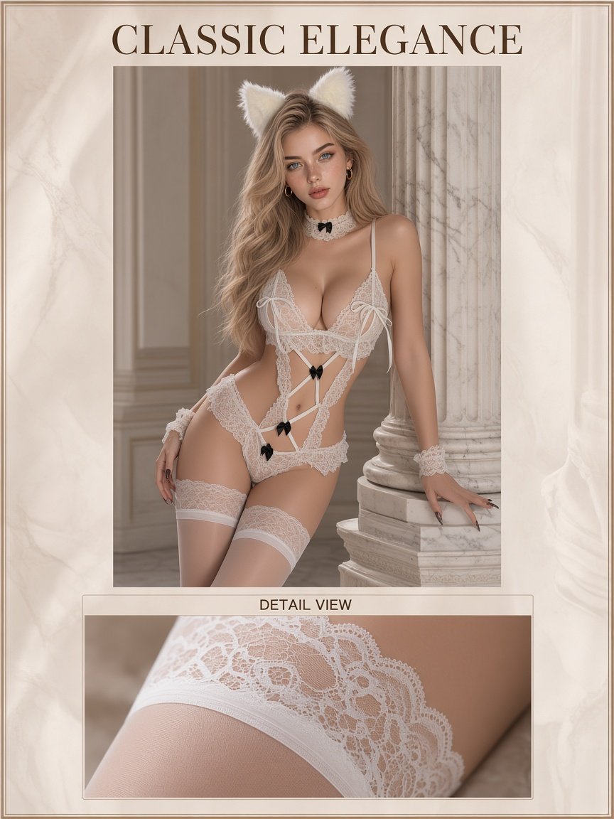 Moonlit Desire Lace Bodysuit - Detail image 7