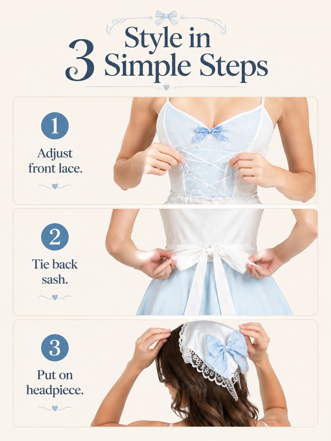 Powder Blue Lace Maid Costume - Detail 06