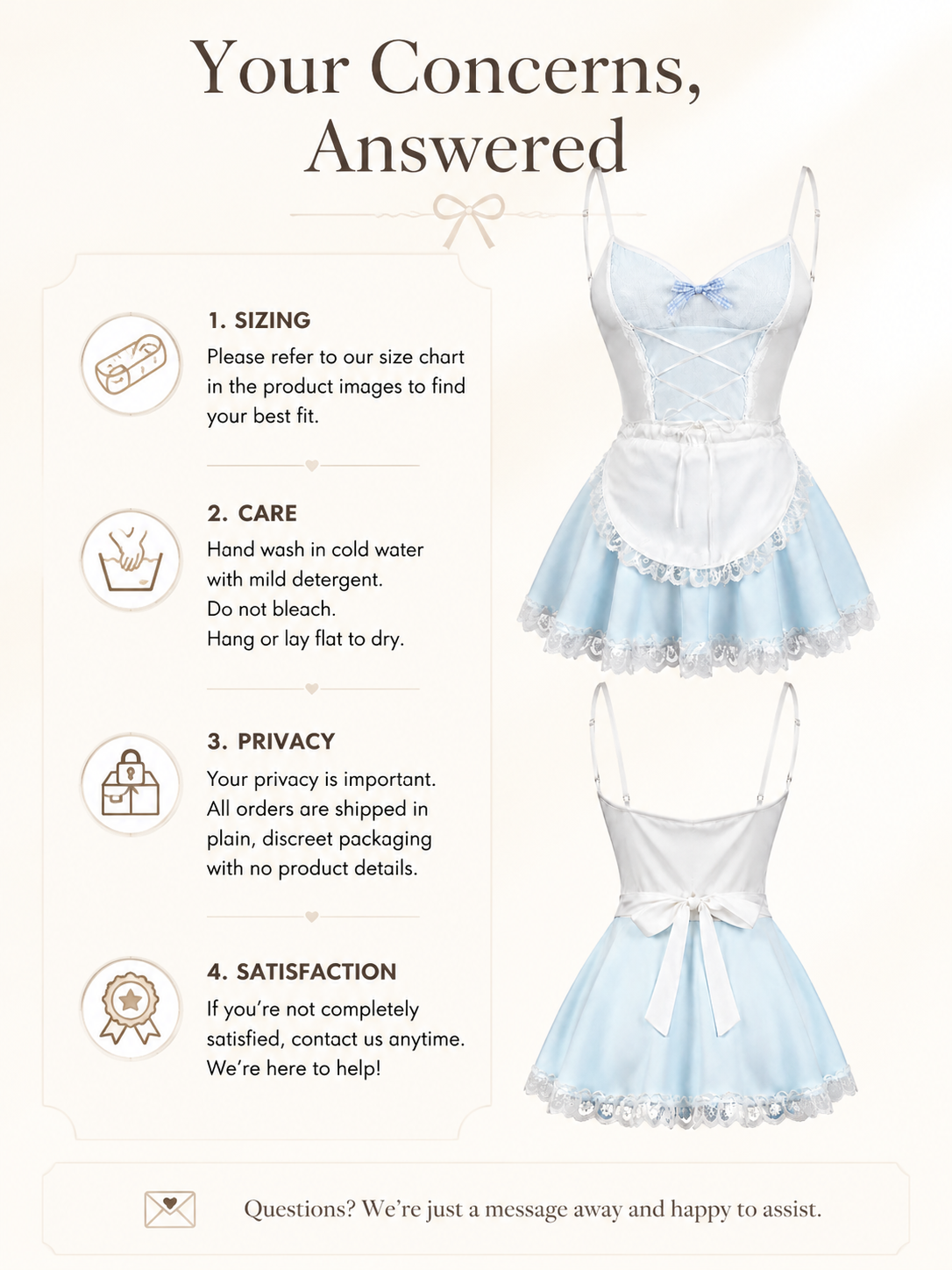 Powder Blue Lace Maid Costume - Detail 09