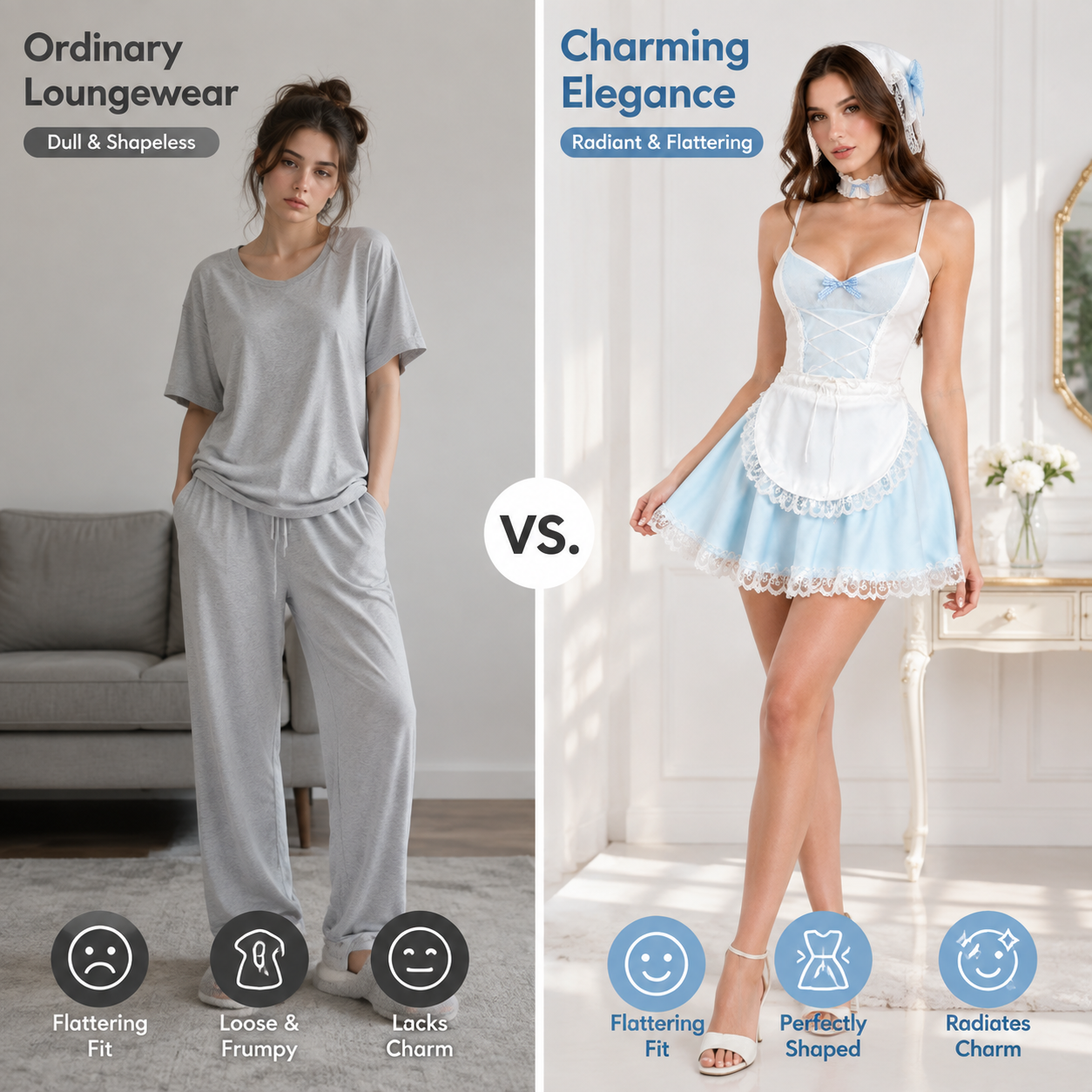 Powder Blue Lace Maid Costume - Main 02