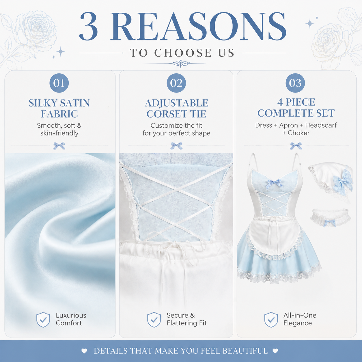 Powder Blue Lace Maid Costume - Main 07
