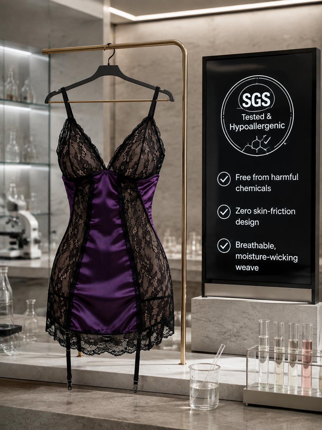 Purple Allure Plus Size Lace Chemise - Detail image 6