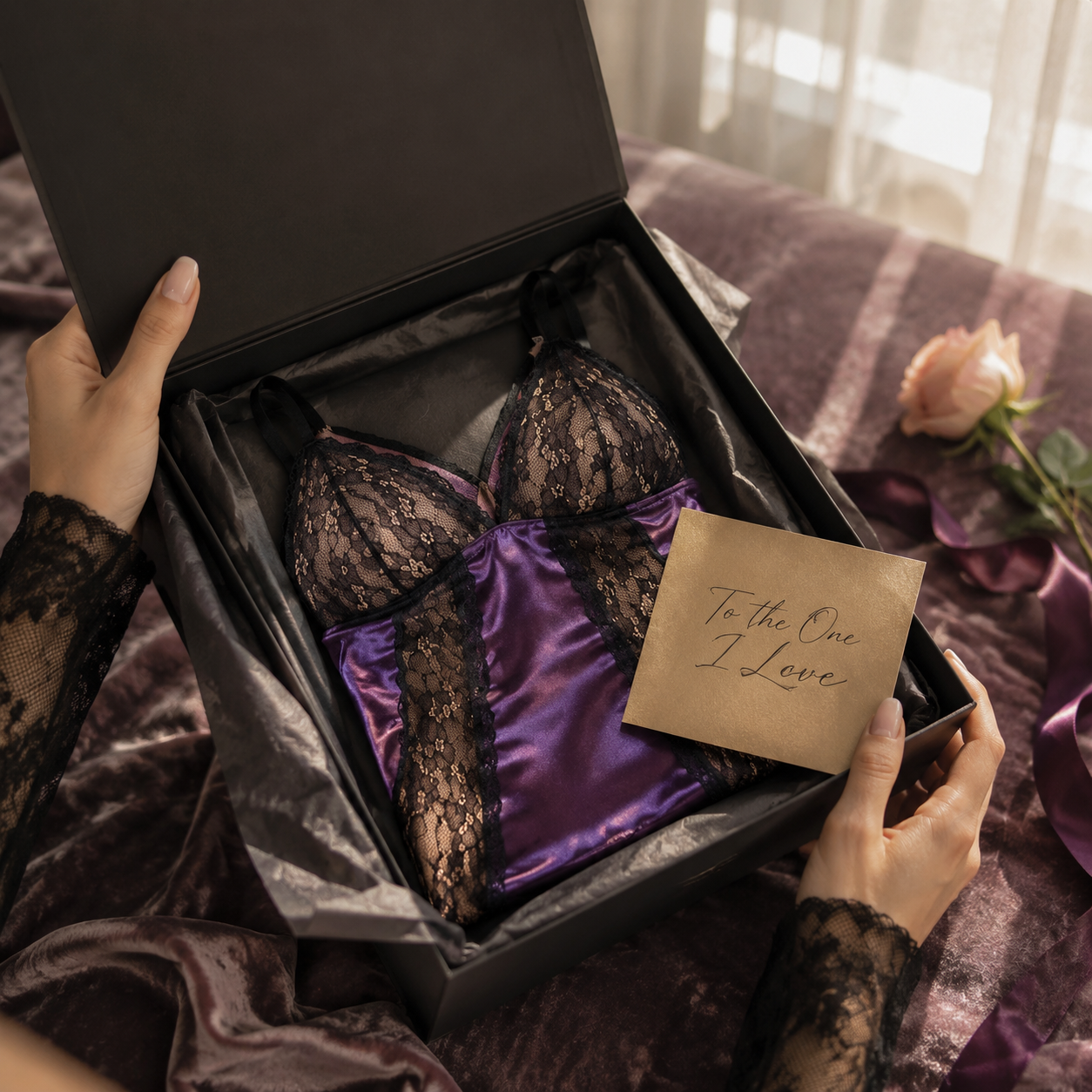 Purple Allure Plus Size Lace Chemise - Main image 4