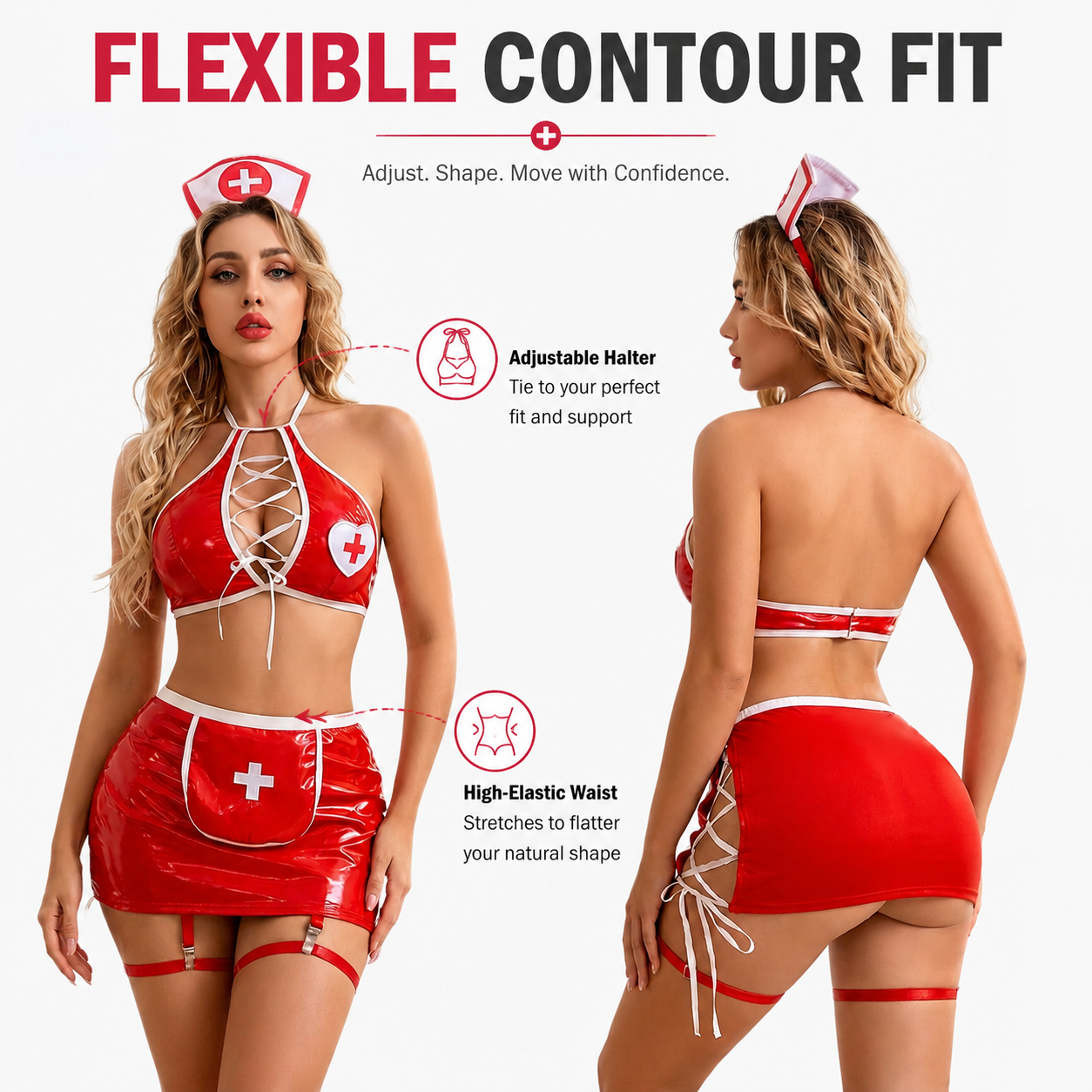 Scarlet Wet-Look Nurse Costume - Main image 5