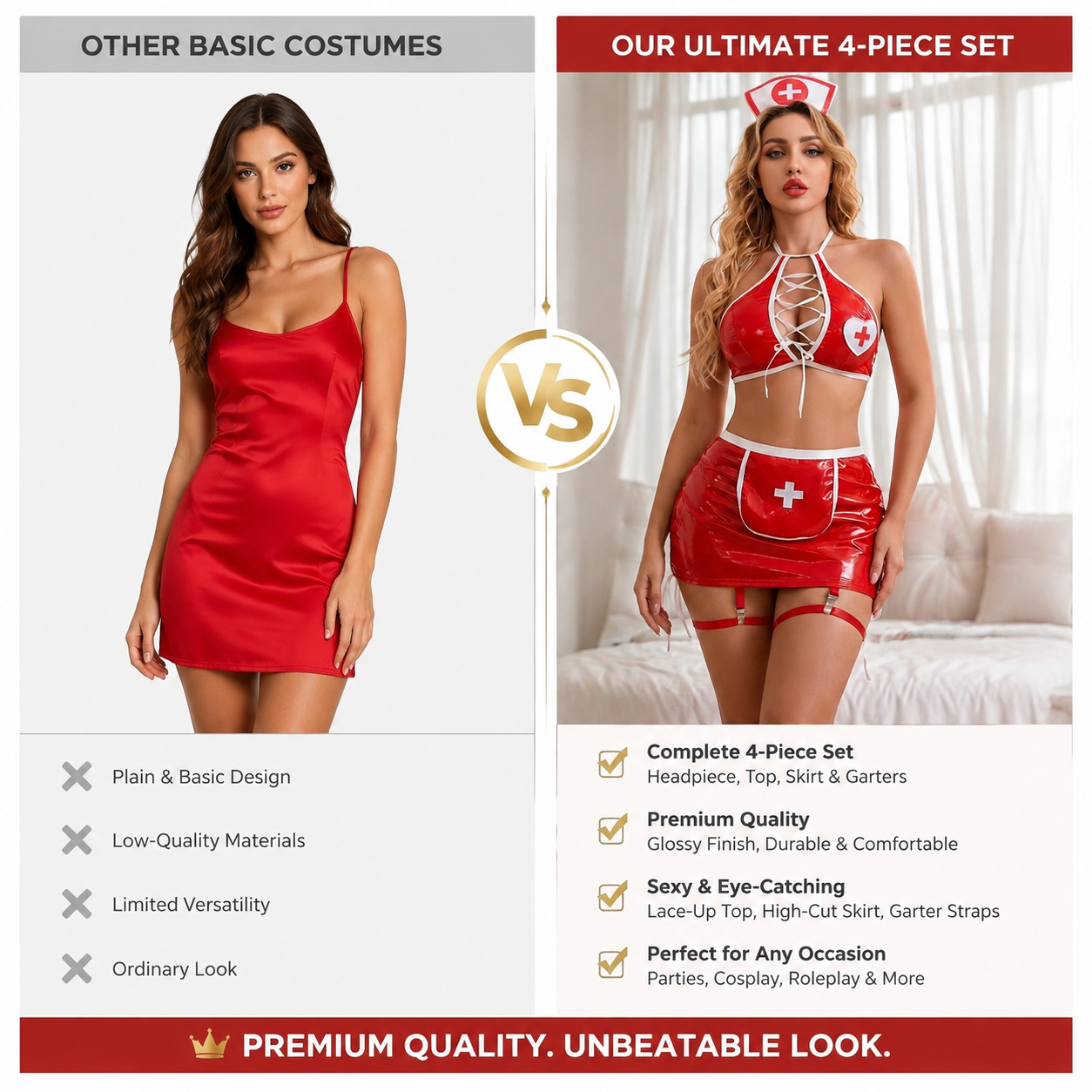 Scarlet Wet-Look Nurse Costume - Main image 6