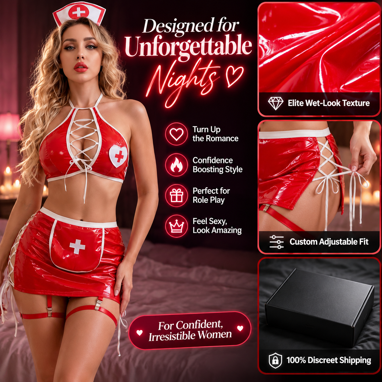Scarlet Wet-Look Nurse Costume - Main image 7