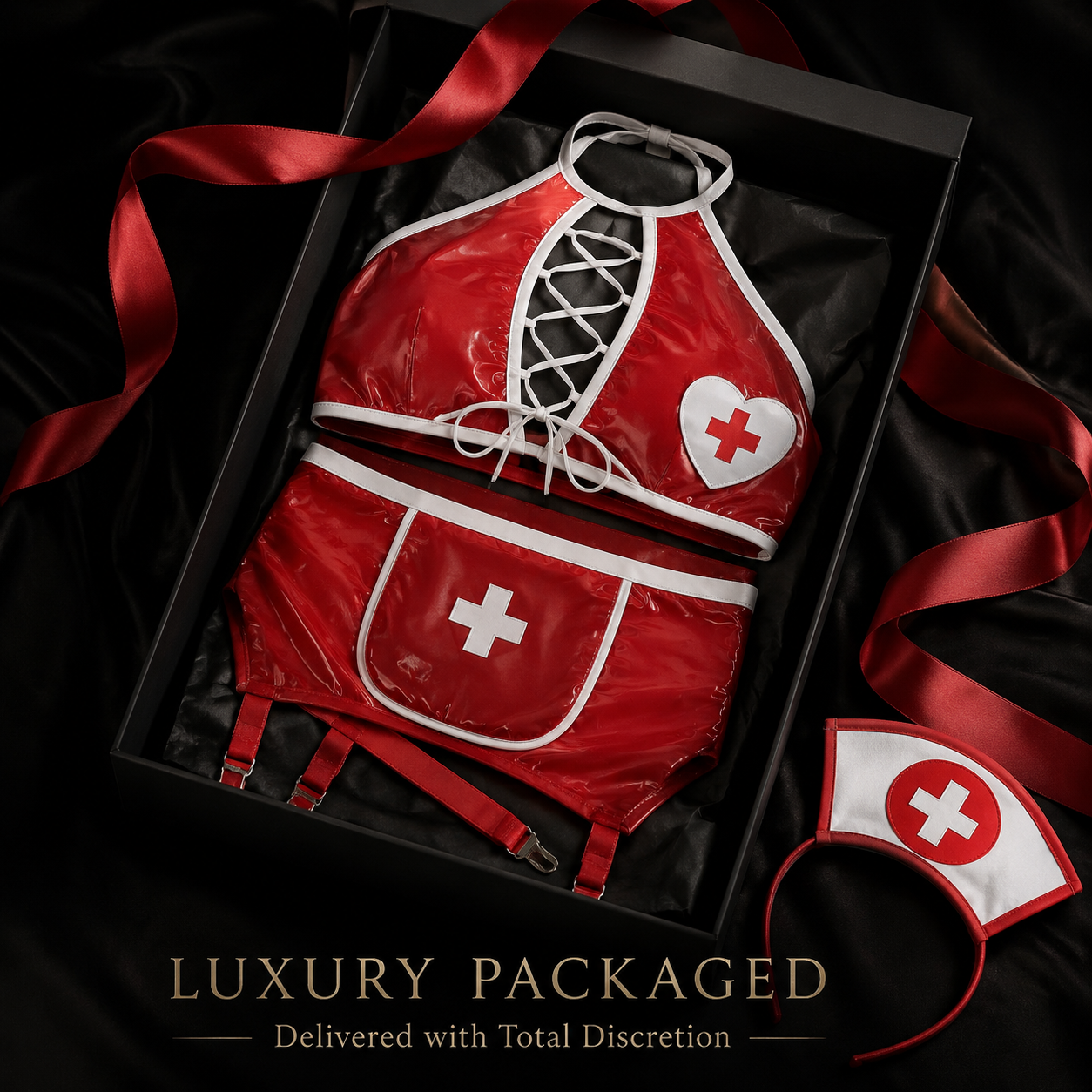 Scarlet Wet-Look Nurse Costume - Main image 8