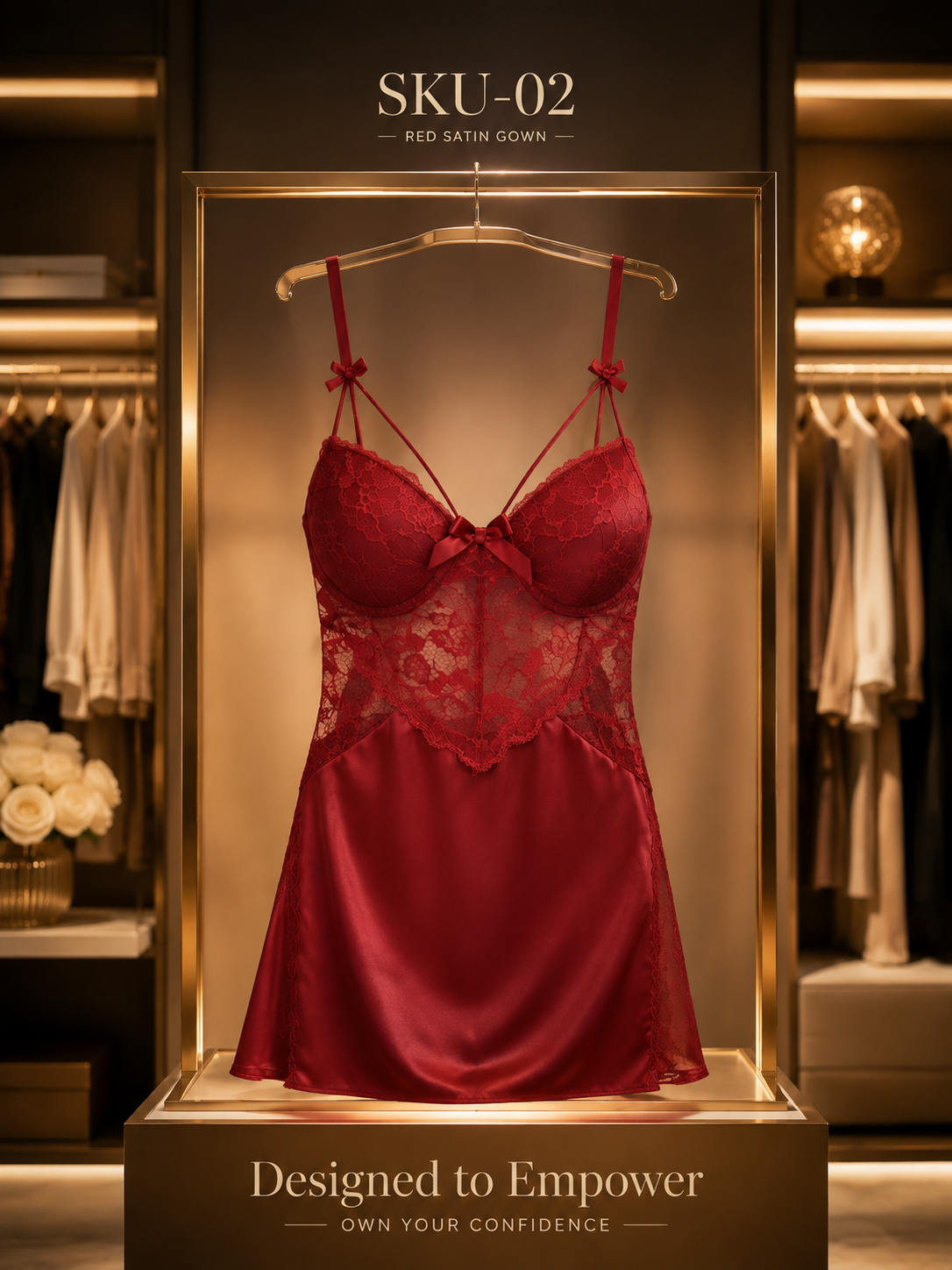 Silk Embrace Push-Up Satin Chemise - Detail image 8