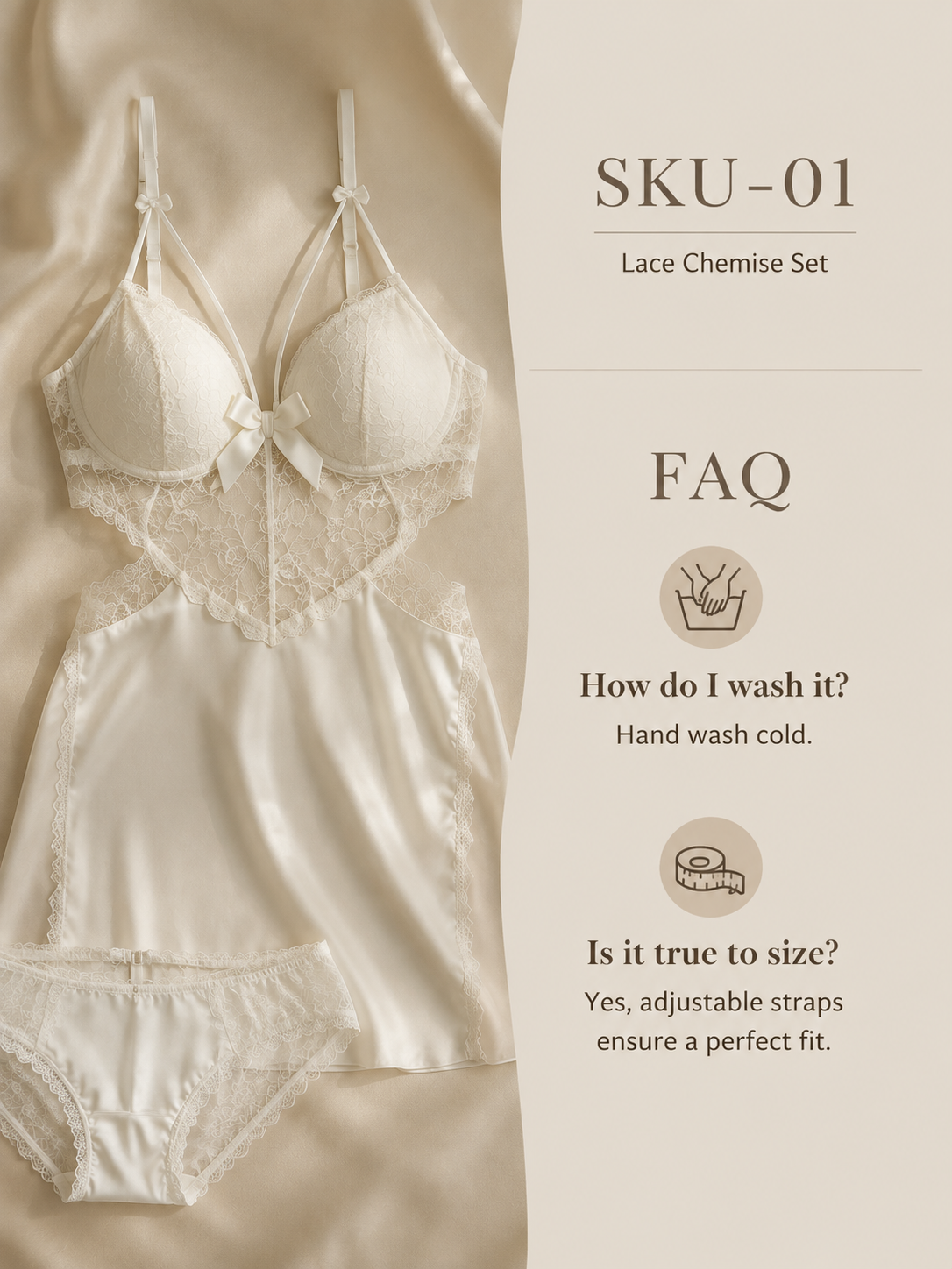 Silk Embrace Push-Up Satin Chemise - Detail image 9