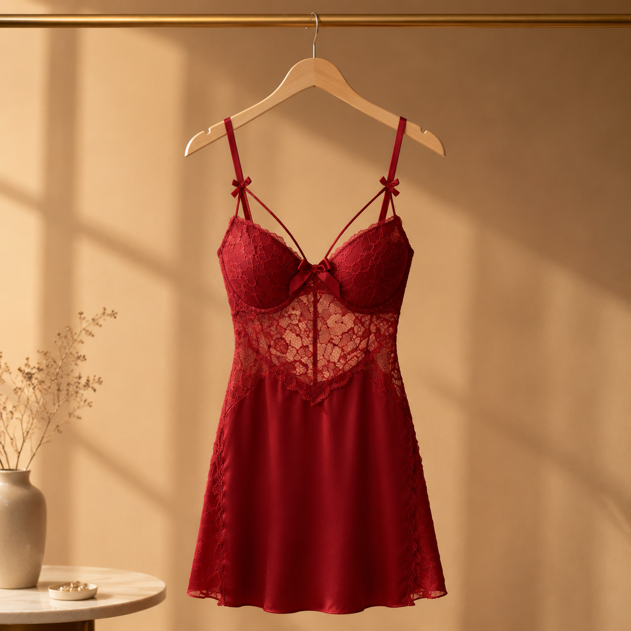 Silk Embrace Push-Up Satin Chemise - Sku image 2