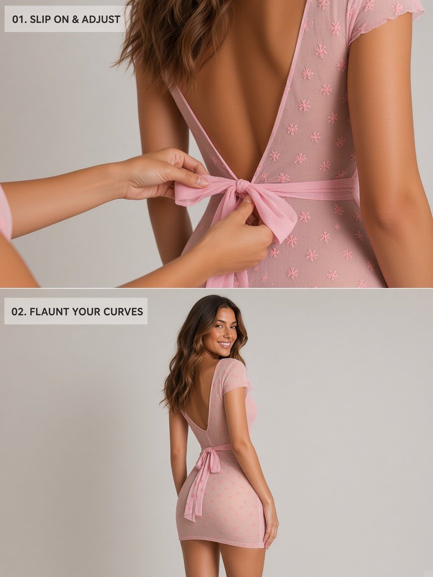 Velvet Desire Deep V Sheer Chemise - Detail image 5