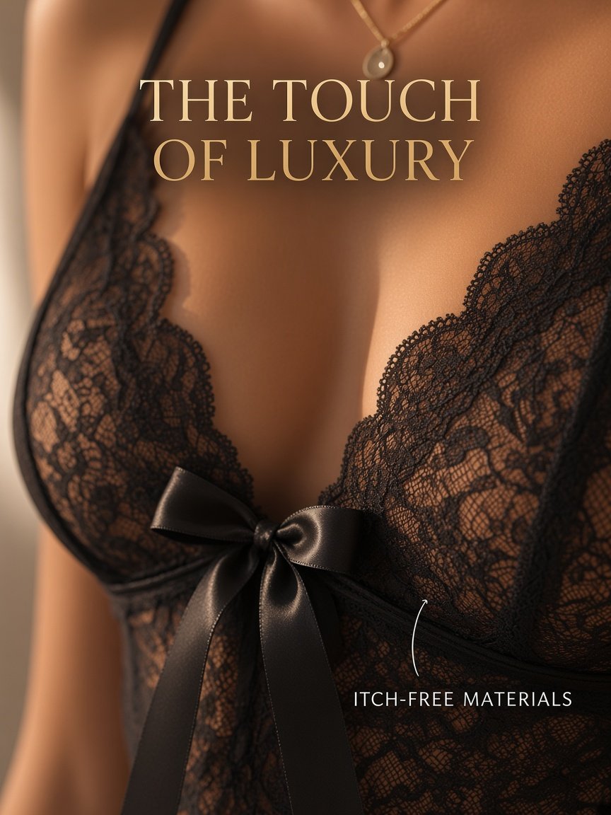 Violet Allure Sheer Lace Chemise - Detail image 4