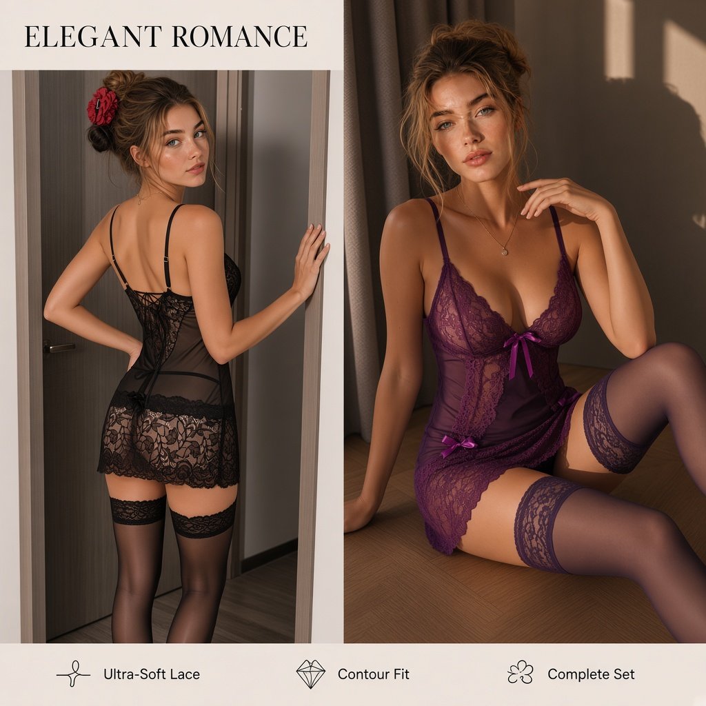 Violet Allure Sheer Lace Chemise - Main image 1