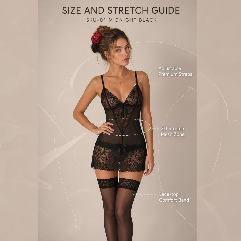 Violet Allure Sheer Lace Chemise - Main image 5