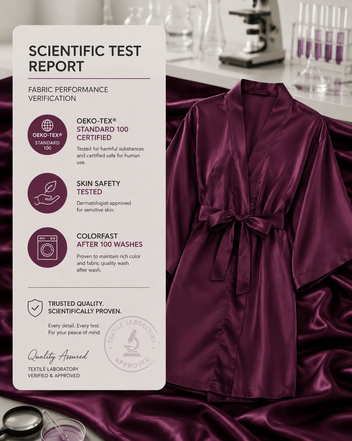 Violet Muse Satin Slip Dress & Robe Set - Detail image 7