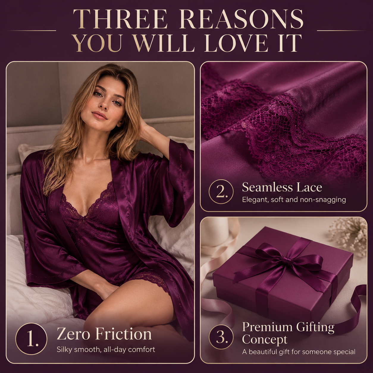 Violet Muse Satin Slip Dress & Robe Set - Main image 7