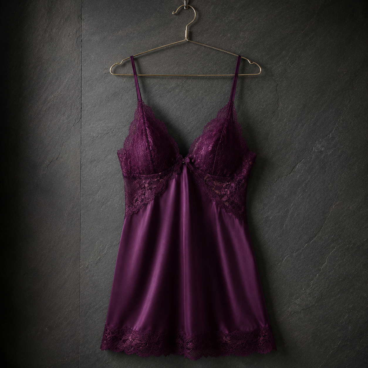 Violet Muse Satin Slip Dress & Robe Set - Sku image 2