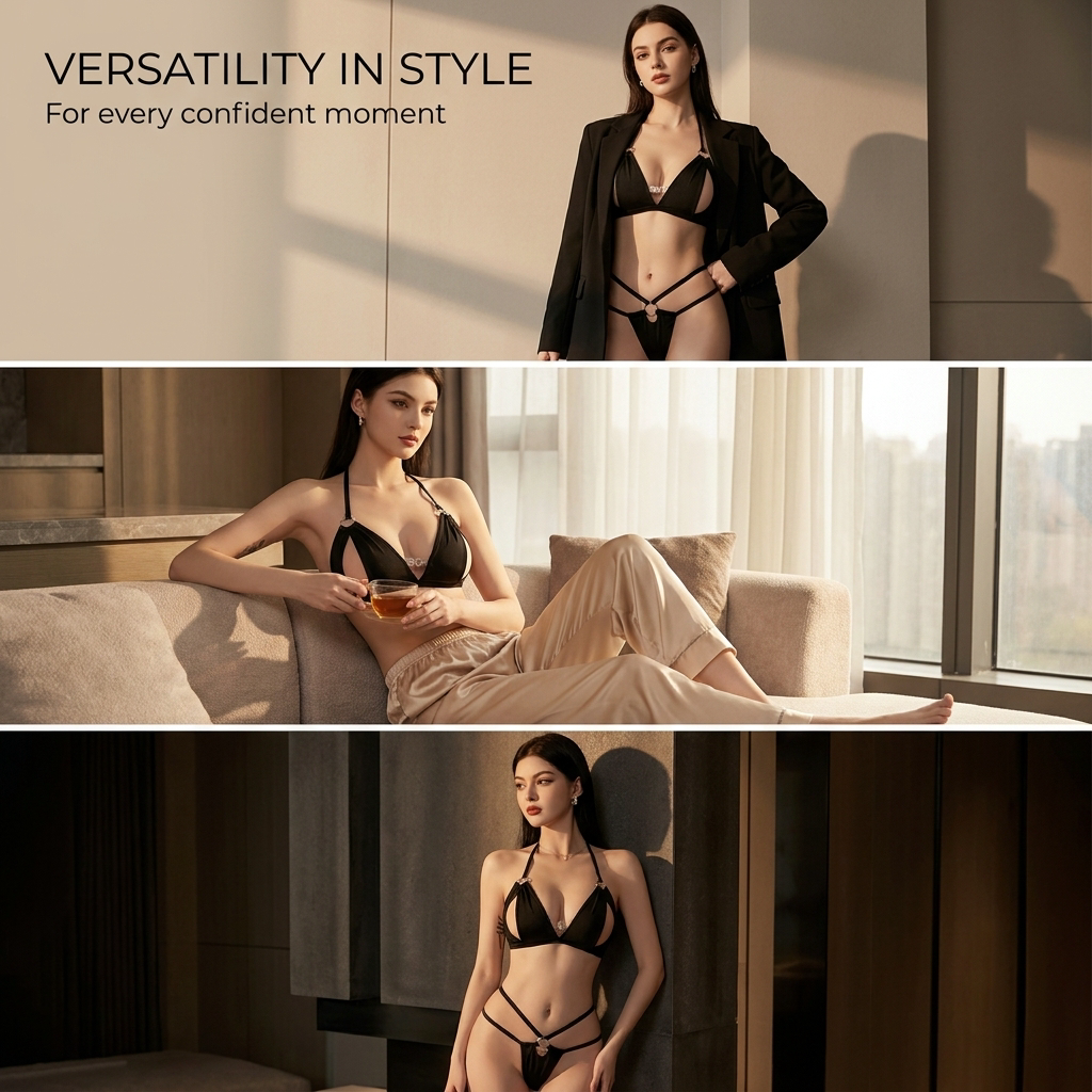Sexy Cutout 3-Piece Lingerie Set product detail 5
