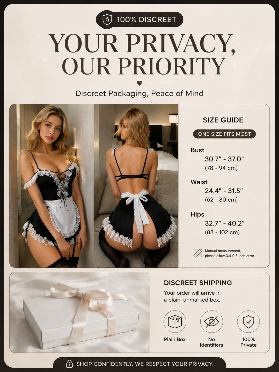 French Maid Lace Roleplay Lingerie Set product detail 9