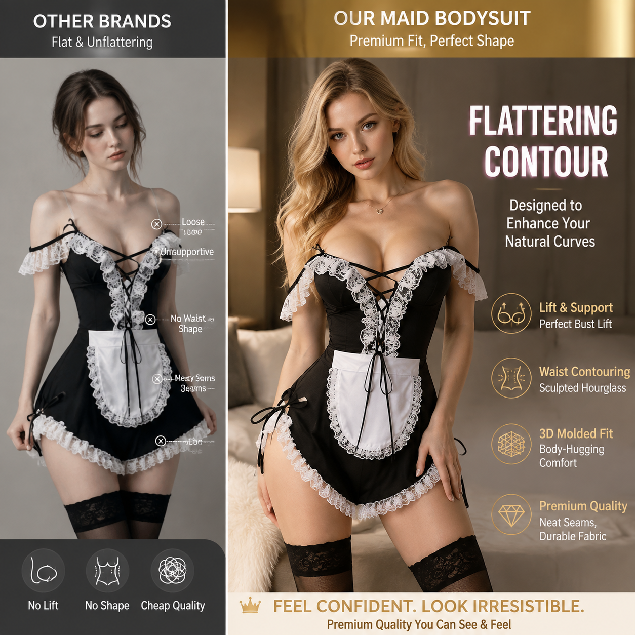 French Maid Lace Roleplay Lingerie Set main image 6