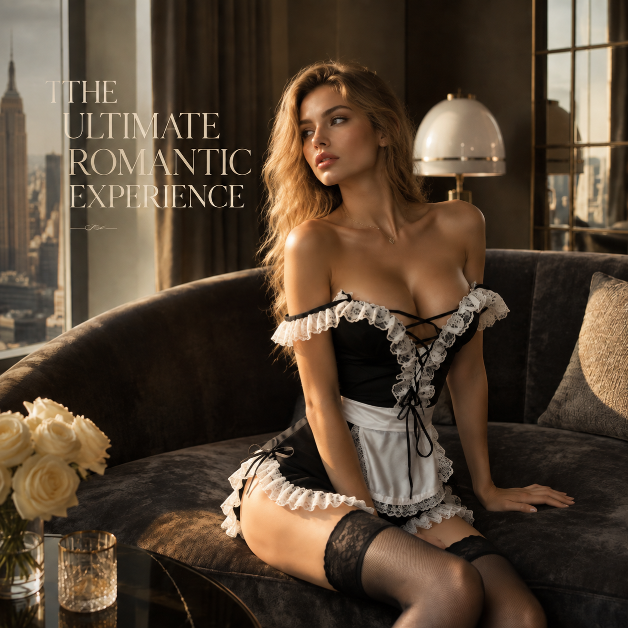 French Maid Lace Roleplay Lingerie Set main image 8