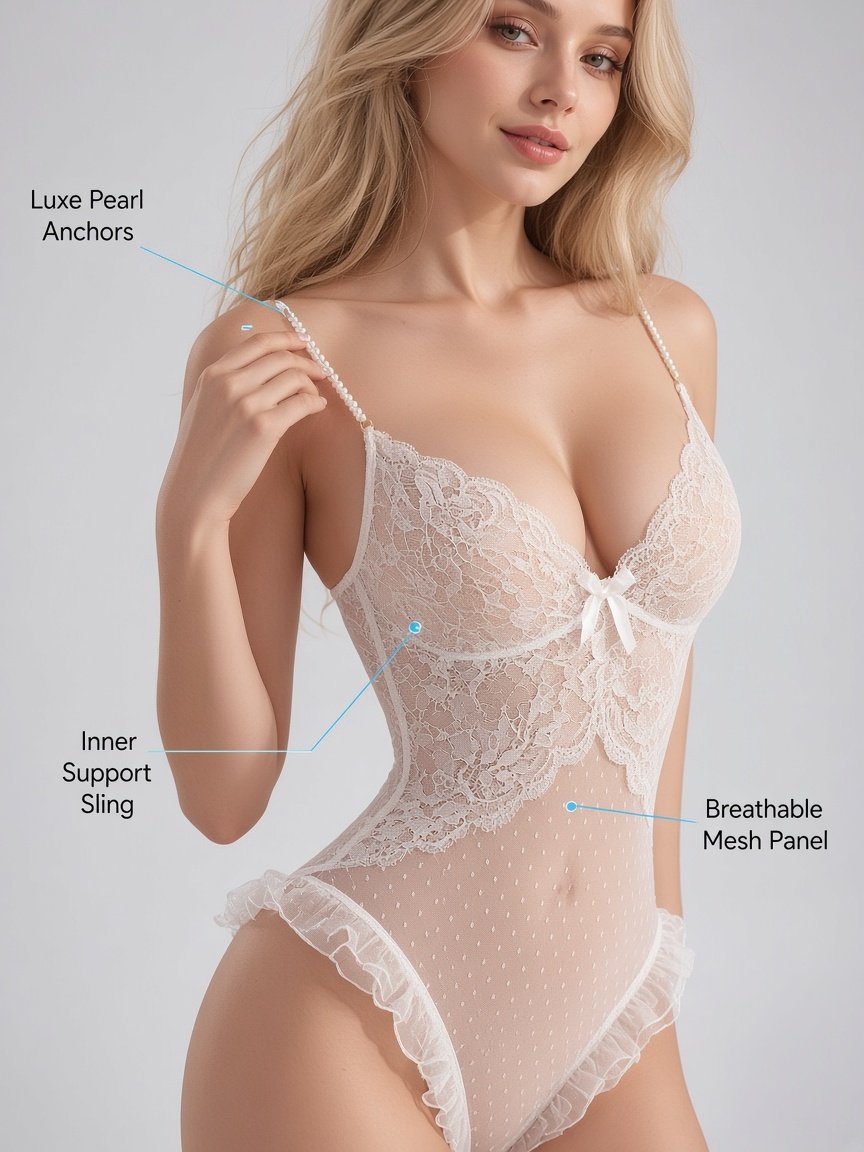 Pearl Lace Teddy Bodysuit product detail 3