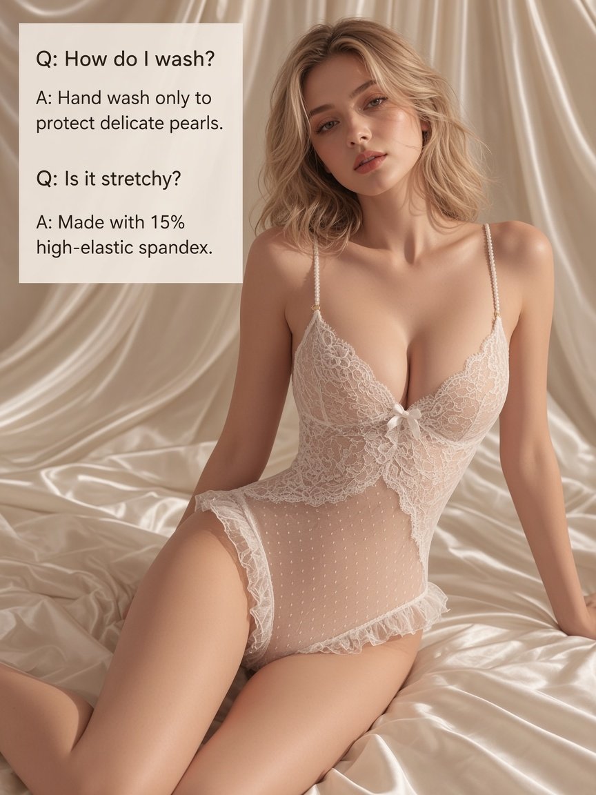 Pearl Lace Teddy Bodysuit product detail 8