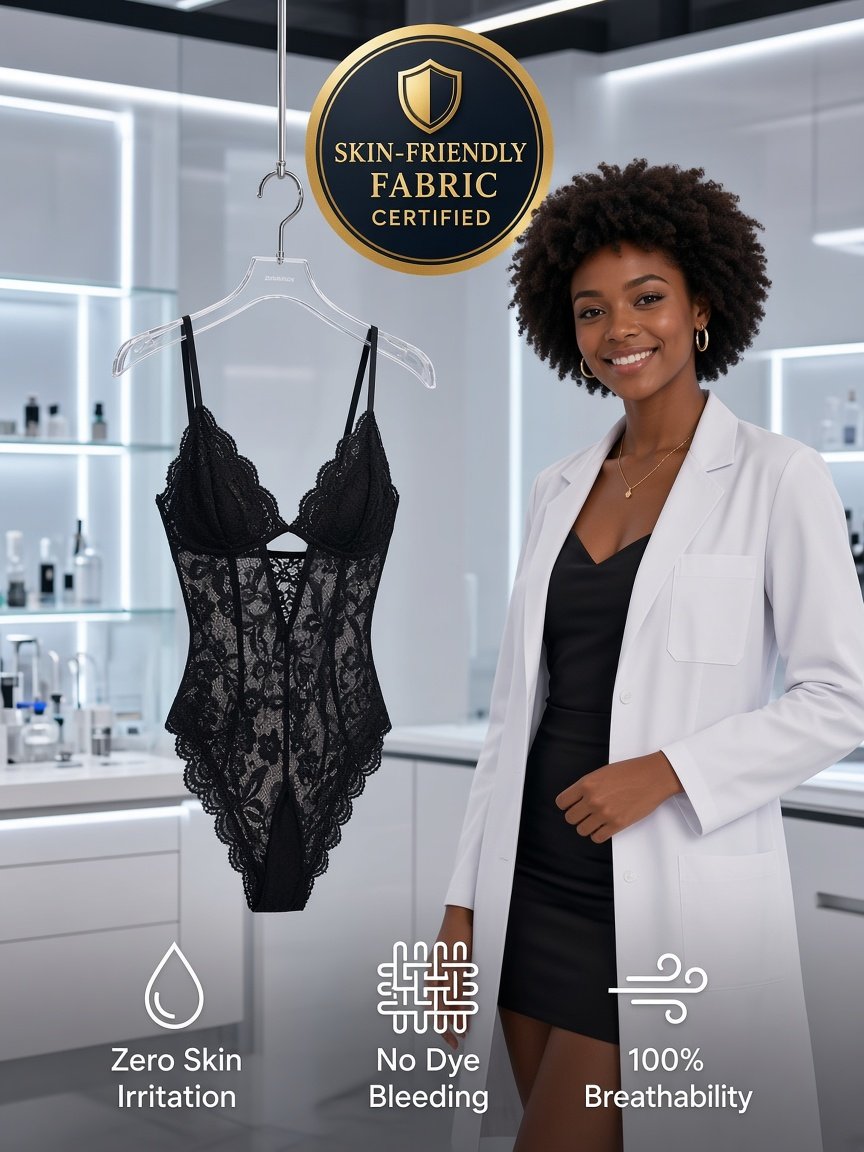 Open-Crotch Lace Teddy Bodysuit product detail 7