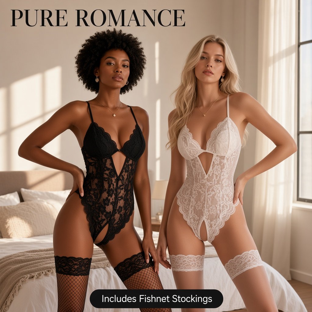 Open-Crotch Lace Teddy Bodysuit main image 1