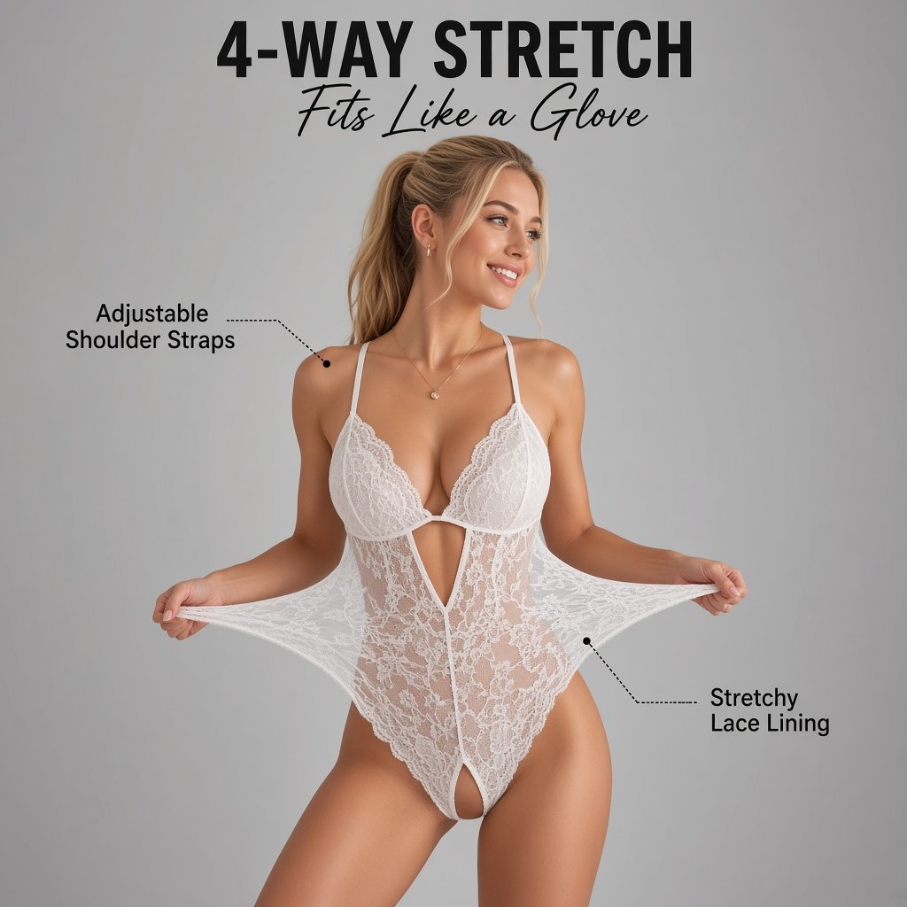 Open-Crotch Lace Teddy Bodysuit main image 5