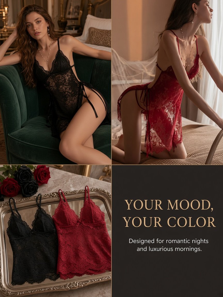 Plus Size Lace Babydoll Nightdress product detail 5