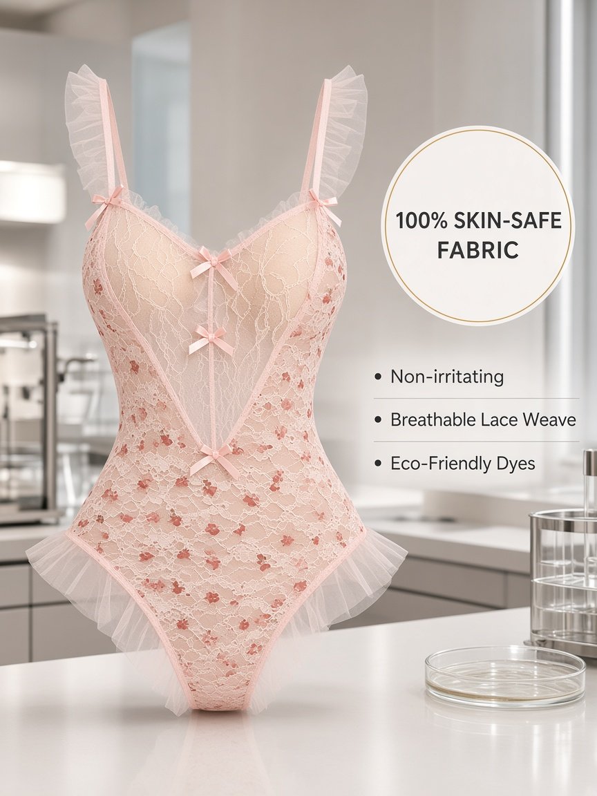 Cherry Lace Cutout Teddy Bodysuit product detail 7