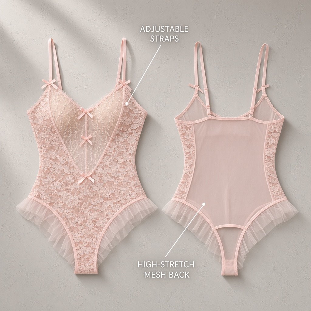 Cherry Lace Cutout Teddy Bodysuit main image 5
